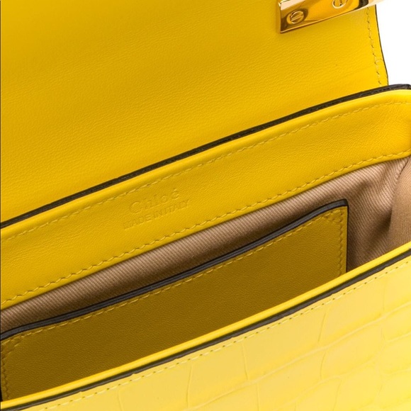 NEW CHLOÉ mini c crossbody bag purse yellow - Picture 5 of 6